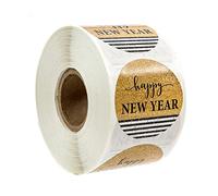 500pcs Happy New Year Stickers,Round Self Adhesive Seals Label,for Present Case Package Card Candy Bag Ornaments (C)