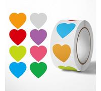 500Pcs Heart Stickers for Kids - Self-Adhesive Love Stickers for Valentine's Day, Mother's Day, Wedding, Party - Rainbow Heart Shaped Stickers - Thank You Sticker Included (C) (Colorful Heart)