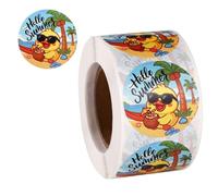 500pcs Hello Summer Stickers Roll, 1.5in Cute Duck Have a Great Happy Summer Beach Decals for Adults Envelope Seal Letter Invitation Decoration