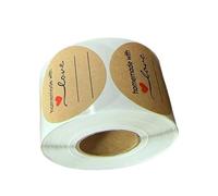 500Pcs Homemade Love Text Adhesive Sticker Round Labels for Packaging Decoration Kitchen Storage and Supplies Baking Jar Labels Bulk