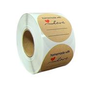 500Pcs Homemade Love Text Adhesive Sticker Round Labels for Packaging Decoration Kitchen Storage and Supplies Round Labelling Sticker