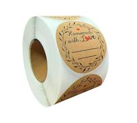 500Pcs Homemade Love Text Adhesive Sticker Round Labels for Packaging Decoration Kitchen Storage and Supplies Baking Jar Labels Bulk
