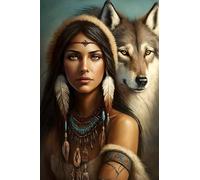 500pcs Indian Girl and Wolf Creative Fun Jigsaw Puzzle for Adults Challenging Traditional Puzzle Perfect for Family Nights Game