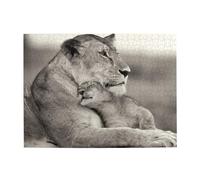 500Pcs,Jigsaw Puzzles for Adults Challenging Puzzles, Puzzle Game for The Whole,Lioness With Cub Printed