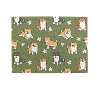 500Pcs,Jigsaw Puzzles for Adults Challenging Puzzles, Puzzle Game for The Whole,Shiba Inu Dog Pattern Flower Green Background