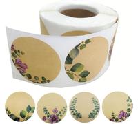 500pcs Kraft Floral Canning Jars Label 2 inch Handmade Mason Jar Stickers Brown Spice Bottle Labels for Gift Christmas Seal,Organizing,Pantry,Price Tags (Greenery)