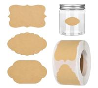 500pcs Kraft Paper Label Stickers, self Adhesive Gift Label Stickers, Blank Sticky Labels for Essential Oil Bottles, Spices, jam Jars, Food containers, Gifts, Glass Bottle containers, Envelope Labels