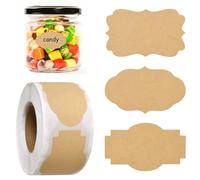 500pcs Kraft Paper Label Stickers, Self Adhesive Gift Label Stickers, Blank Sticky Labels for Essential Oil Bottles, Spices, Jam Jars, Food Containers, Gifts, Glass Bottle, Envelope Labels (2)