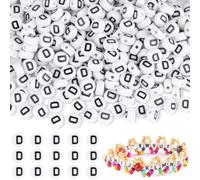 500Pcs Letter D Beads Acrylic Round Letter Beads for Bracelet Making Kit, Alphabet Beads Friendship Bracelet Letter Beads 7mm Spacer Beads for Necklace Earring Jewellery Making