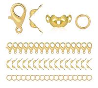 500Pcs Lobster Clasps for Jewelry Making, Gold Bead Caps Jewelry Making Clasps, DIY Jewelry Supplies, 200Pcs Open Rings, 200 Pcs Bead Tip Knot Caps, 100Pcs Lobster Claw Clasps