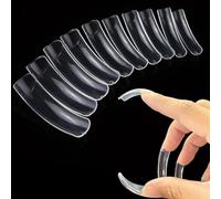 500pcs Long Curved Nail Tips, Curved Square Press on Nails, 10 Different Sizes, Transparent Design, Stylish and Simple, Suitable for Nail Salon Home Diy