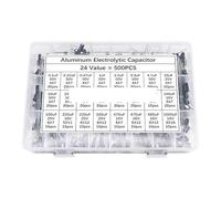 500Pcs/lot 0.1UF-1000UF 24Values 16V-50V Mix Aluminum Electrolytic Capacitor Assorted Kit And Storage Box BIANMTSW