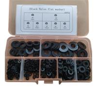 500pcs M2 .5 M3 M4 M5 M6 M8 Black white Nylon Flat Washer Plastic Insulation Spacers Seals Gasket Washers Ring Kit Nuts Bolts Sets(Black)