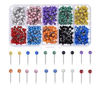 500Pcs Map Push Pins Thumb Tacks Steel Map Pins Coloured Round Head Pins Small Size Pushpins Drawing Pins Thumbtacks in 10 Assorted Color Office School Supplies for Map Cork Notice Board Marking