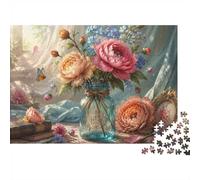 500pcs Mini Puzzle For Adults Flowers Vase Book Challenging | 52x38cm Cardboard Living Room Decor Durable Structure Friend Gift Mind Relaxation