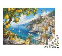 500pcs Mini Puzzle for Family Lemon Sea Village Challenging | 52x38cm Cardboard Home Decor Durable Structure Birthday Gift Stress Relief