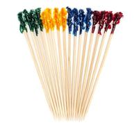 500Pcs Mixed Color Frill Bamboo Toothpicks - 2.5in (6.5cm) Red, Gold, Green & Blue Fancy Wooden Picks for Desserts, Appetizers, Fruits, Canapés, Charcuterie Boards & Party Platters - by Mobi Lock