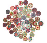500pcs Mixed Flower Painting Round Wooden Buttons for DIY Sewing Crafting for Sewing, Crafting(15mm)