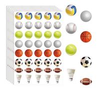 500Pcs Mixed Sports Balls Stickers 1.5inch Basketball Baseball Soccer Football Tennis Golf Badminton Volleyball Themed Party Wall Decorations for Kids Teacher Birthday Party