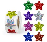 500PCS Multi-Color Star Stickers for Kids Reward, 1 inch Foil Shiny Glitter Star Stickers for DIY, Crafts, Birthday Party, Envelope Seal, School and Classroom Teacher Supplies, 8 Colors