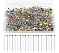 500pcs Multicolour Sewing Pins, 38mm Glass Head Steel Straight Pins