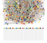 500Pcs Multicolour Sewing Pins, 38mm Not Easy to Bend Glass Head Pins, Coloured Ball Heads Straight Needle, Steel Quilting Pins with Sharp Ends, Corsage Stick Pins for Crafts Dressmaking Fabric