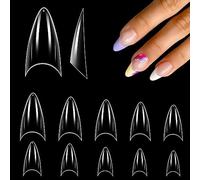 500pcs Nail Tips Stiletto Short for Acrylic, Clear Half Cover Shape French Transparent Nail Tip Press On False Artificial Nails Mold - 10 Sizes