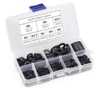500PCS Nylon Flat Washers, Black Plastic Sealing Washers for M2 to M10 Metric Bolts and Screws, Thick Flat Washers Set for Electrical, Automotive, Marine and Home Applications