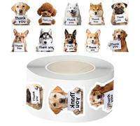 500pcs Pet Stickers - Vintage Journaling - Scrapbooking Stickers - Cute Animal Sticker Roll for Kids, Teachers & Crafters - Thank You Labels, Decorative Envelope Seals for DIY Crafts & Party Favors