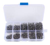 500PCS Premium High Carbon Steel Fishing Hooks with 10 Sizes Circle Sharp Barbs for Freshwater Saltwater in Portable Plastic Box