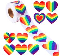 500Pcs Pride Rainbow Heart Stickers, 5Inch Pride Stickers Decorations, LGBTQ+ Flag Colored Labels for Crafts, Gifts, Laptops, Water Bottles, Envelopes Decor