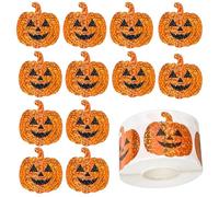 500Pcs Pumpkin Stickers, Halloween Stickers, Orange Sparkly Halloween Crafts, Halloween Crafts for Kids for Halloween Party Decoration Crafts Scrapbook Envelope Seals Gift Bag