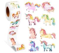 500PCS Rainbow Unicorn Stickers Roll - 1" Self-Adhesive Unicorn Labels 8 Patterns Cute Cartoon Animal Decals for Kids Girls Scrapbook Envelope Seals Party Favor DIY Craft