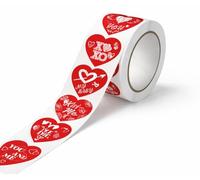500pcs Red Heart Stickers Roll - 25mm Self Adhesive Valentine Heart Labels for Love Notes, Kiss Me Messages, Crafting, Gift Wrapping & Packaging