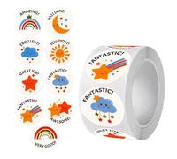 500Pcs Removable Cartoon Motivational Sticker Classroom Encouragement for Children Student Art Craft Project PVC English Learning