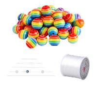 500Pcs Resin Striped Beads, 8mm Round Plastic Plating Rainbow Striped Bead, Gay Pride LGBTQ Candy Stripe Bubble Gum Beads for DIY Bracelet Necklaces Jewelry Making