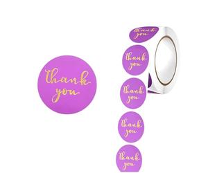 500PCS/Roll 1.5 Inch Round Purple Thank You Stickers with Gold-Foil Font Self-Adhesive Labels for Envelope Sealing Gift Wrapping