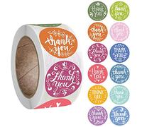 500Pcs/Roll 12 Styles Round Thank You Stickers Wedding Party Handmade Scrapbooking Gift Packaging Seal Labels Clear Stamps for Card Making Christmas