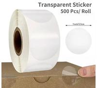 500pcs Roll DIY Gift Wrap Transparent Sticker Circular Transparent Seal Label Gift Box Packaging Dot Self-Adhesive Sticker Seal Label