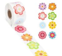 500pcs/Roll Flower Stickers for Kids, 1.5in 8 Patterns Spring Summer Floral Decals Colorful Waterproof Sun-Proof Flower Decals for Scrapbooks Water Bottle Cards Envelopes