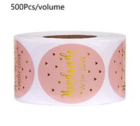 500pcs/roll Handmade with Love Stickers Gold Foil Round Seal Labels Stationery Sealing Label Stickers