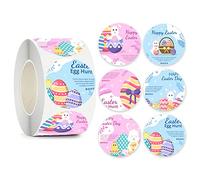 500Pcs/roll Happy Easter Sticker Family Party Gift Decors Sticker Baking Cake Label Envelope Invitation Sealing Stickers Gift Wrap Sticker Labels Envelope Seal Stickers Happy Easter Labels Cute Seal