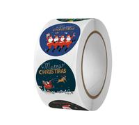 500pcs/roll Merry Christmas Stickers Labels Roll Round Christmas Tags Adhesive Decorative Holiday Seals Sticker for Cards Gift Boxes