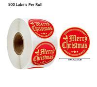 500pcs/roll Round Gold Foil Merry Christmas Stickers Seal Labels for Thank You Cards Stamp Envelopes Invitations Gift Packages Scrapbooking Decor Seal Labels for Containers