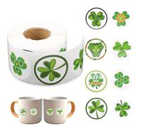 500pcs / Roll St Patricks Day Stickers Roll, 8 Patterns Lucky Irish Clover Labels Shamrock Stickers Decals for St. Patrick's Day Party Decorations Envelopes Scrapbooking DIY Crafts (Light Green)