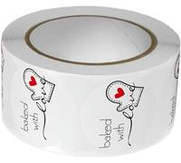 500Pcs/Roll White Baked with Love Adhesive Stickers Round Baking Sticker Bakery Bags Label Candle Packaging Labels and Stickers, Stamps All-Purpose Labels Sticker