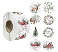 500pcs Round Christmas Stickers 2.5cm,Christmas Stickers Roll Merry Christmas Round Self Adhesive Sticker for Card Making Sealing Envelopes Wrapping Presents Christmas Party Sticker Decoration