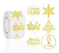 500pcs Round Christmas Stickers 2.5cm,Gold Christmas Sticker Roll Merry Christmas Round Self Adhesive Stickers for Card Making Sealing Envelopes Wrapping Presents Christmas Party Sticker Decoration