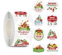 500pcs Round Christmas Stickers 3.8cm,Christmas Stickers Roll Merry Christmas Round Self Adhesive Stickers for Card Making Sealing Envelopes Wrapping Presents Decoration
