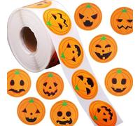 500pcs Round Halloween Stickers 2.5cm,Halloween Stickers Roll Pumpkin Round Self Adhesive Stickers for Card Making Sealing Envelopes Wrapping Presents Halloween Party Stickers Decoration